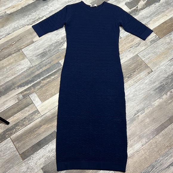 Ingrid & Isabel navy sweater midi dress Sz.S/M 1/2 sleeve stretch blue knit - Picture 12 of 16